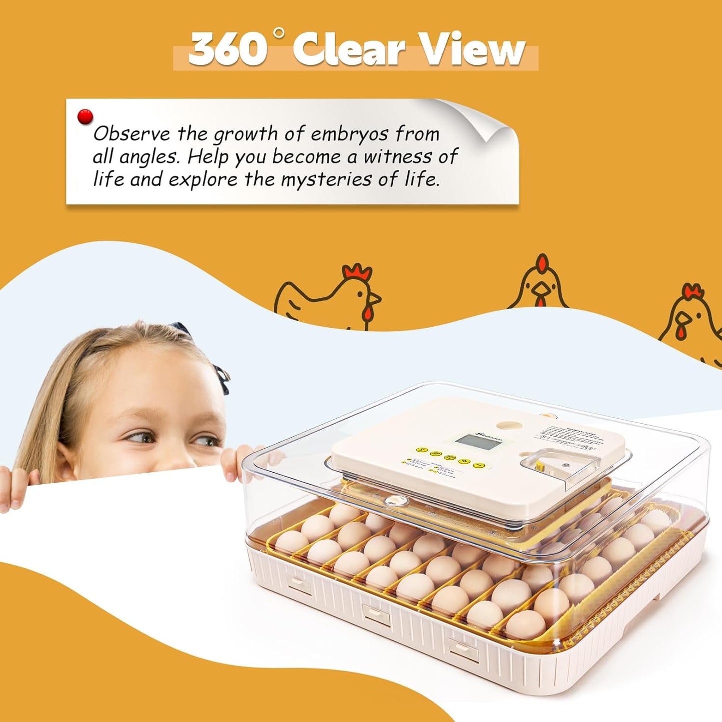 Sailnovo 56 Egg Incubator - Automatic Egg Turning & Humidification | Temperature Control for Chicken, Duck, Quail Eggs