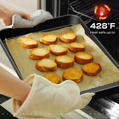 Skiennix Nonstick Baking Pans Set - 8-Piece Stackable Bakeware Set | Non-Toxic Oven Safe, Black