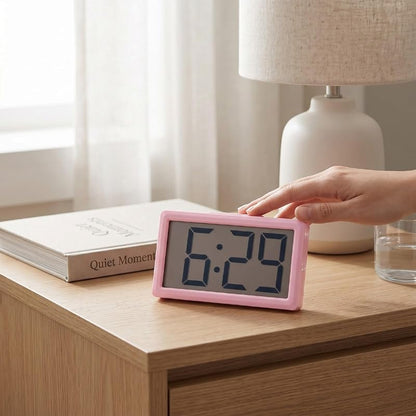 Pink Magnetic Digital Clock with Stand - 12 Hour Display, Desktop & Fridge Mount