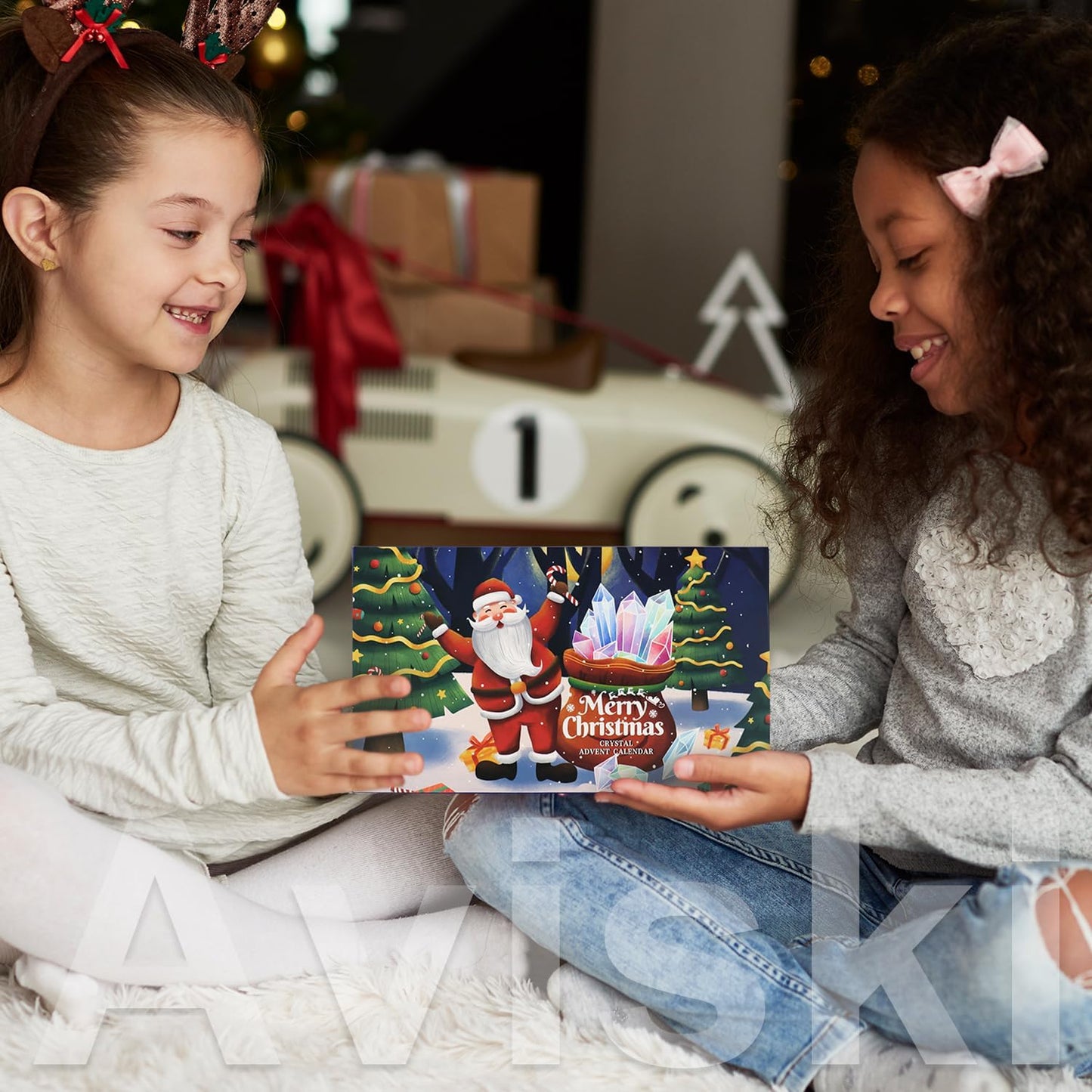 Christmas Crystal Advent Calendar 2025 | Healing Stones Kit with Necklace Holder & Magnifier - 24 Boxes for Kids & Adults