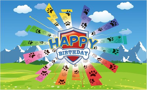 Dog Paw Birthday Banner - Giant 70.8x43.3 Inch Decoration for Baby & Kids Parties
