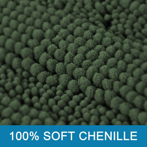 H.VERSAILTEX Bathroom Rugs Bath Rug Set 2 Piece Bathroom Contour Rug Toilet Mat Sets Non Slip Contour Bath Rug Ultra Thick Water Absorbent Striped Bath Mats(47" x 17" Plus 20" x 20" U, Bronze Green)
