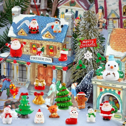 DIYDEC 32Pcs Christmas Miniature Figurines - Resin Santa Claus, Snowman & Animals | Holiday Party Decor