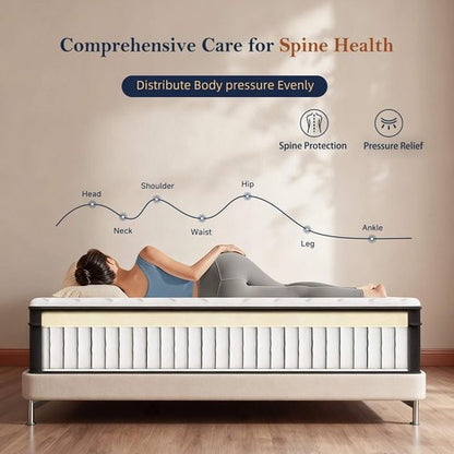 HELFIM® Queen Mattress - 12-Inch Medium Firm Hybrid Mattress with Memory Foam & Pocket Springs | CertiPUR-US Certified, 365-Night Trial