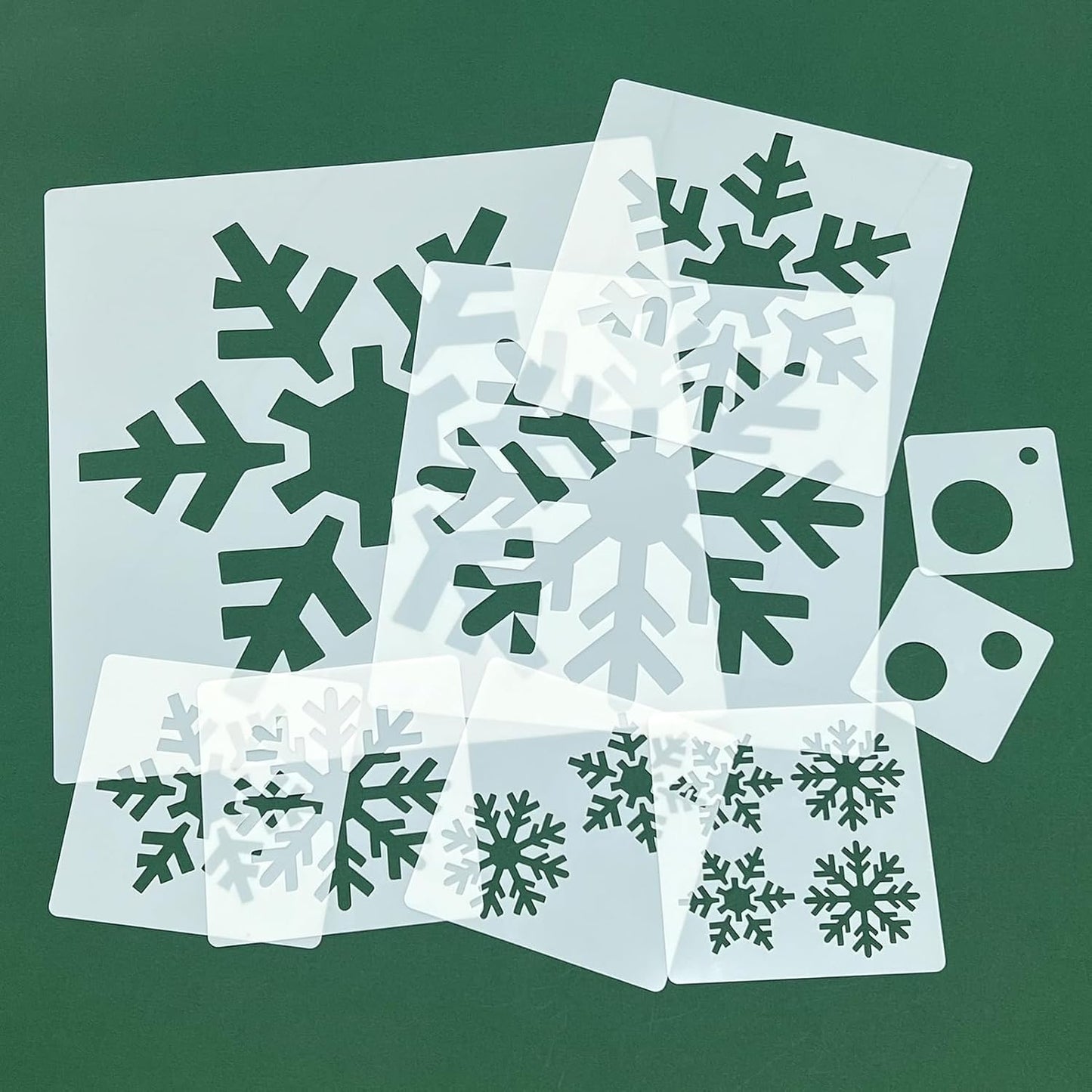 Skiennix 9 Pcs Large Snowflake Stencils - Perfect for Window Decorations & Winter Crafts