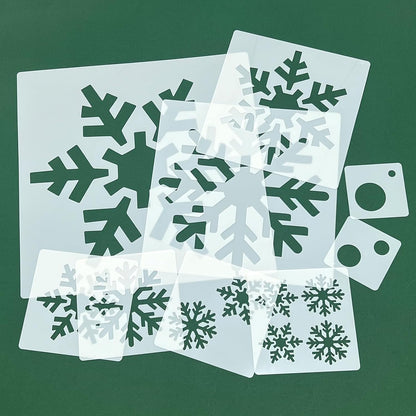 Skiennix 9 Pcs Large Snowflake Stencils - Perfect for Window Decorations & Winter Crafts