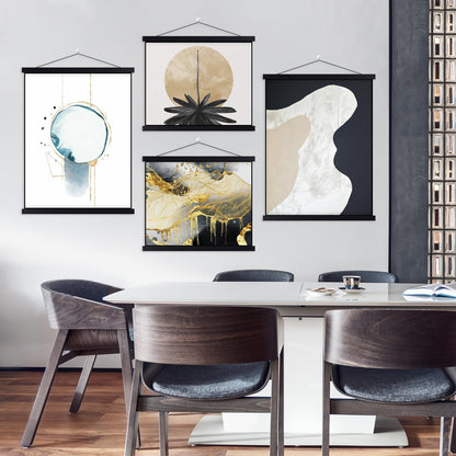 Benjia Magnetic Light Wood Poster Frame Set - 4 Pack for 12x16, 12x18, 12x24 Art Prints | Black