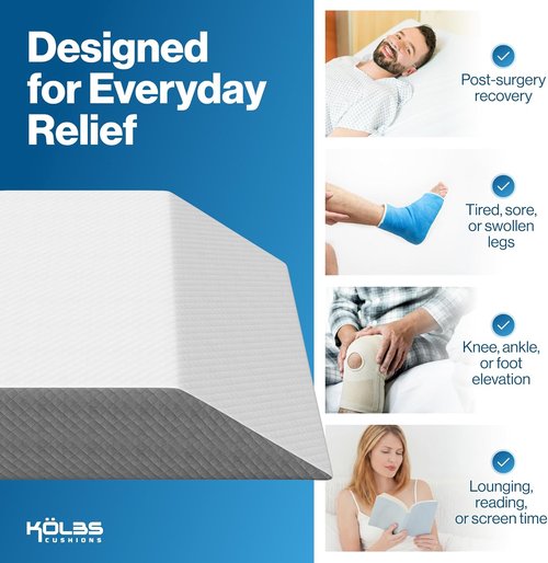 Kölbs Extra Wide Leg Elevation Pillow - Chic Jacquard Cover for Comfort | XL Size for Knee & Ankle Support