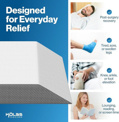 Kölbs Extra Wide Leg Elevation Pillow - Chic Jacquard Cover for Comfort | XL Size for Knee & Ankle Support
