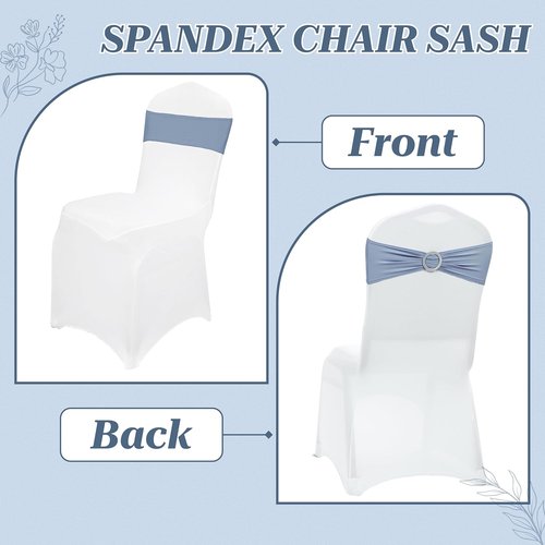 MDS Spandex Chair Sashes - Premium Stretch Covers with Buckle Slider | Universal Fit - Dusty Blue, Pack of 75