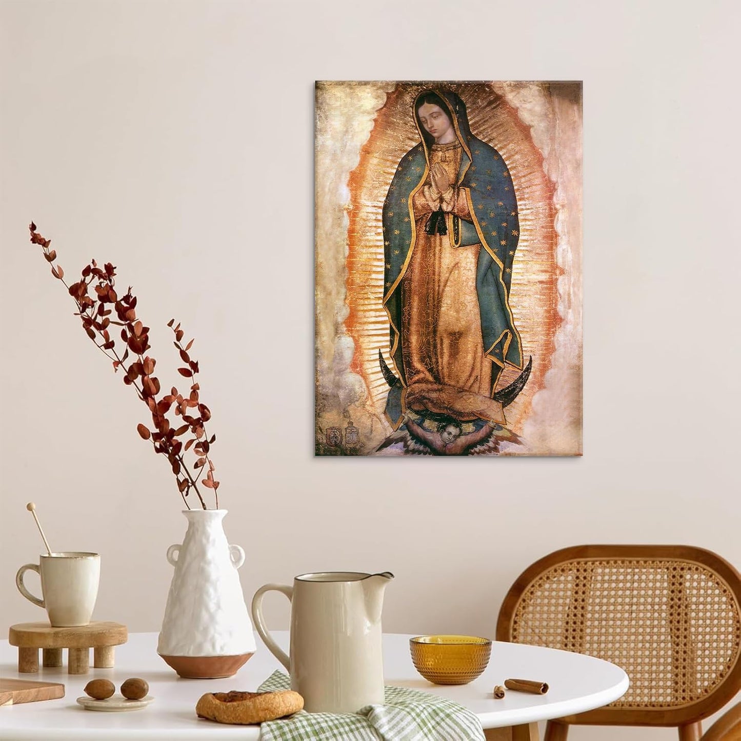 Mexico Our Lady of Guadalupe Wall Art - Framed Catholic Portrait Print | 8x10 Canvas Decor