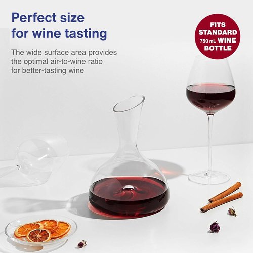 GoodGlassware Wine Decanter – Personal Red Wine Carafe with Wide Base and Aerating Punt - Crystal Clear, Full Bottle Pitcher (44 oz Capacity)