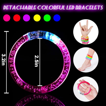 Skiennix 24Pcs Glow In The Dark Party Supplies - LED Bracelets & Glow Sticks for Kids & Adults | Perfect for Birthdays & Festivals