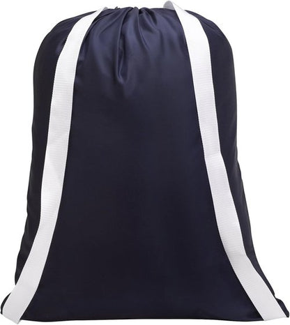 Handy Laundry Bag - Navy Blue Nylon with Drawstring Closure & Dual Shoulder Straps | 22" X 28"