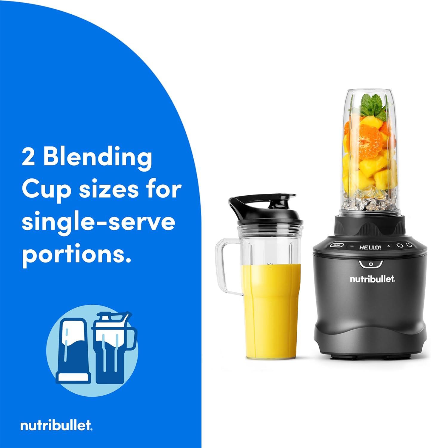 Nutribullet SmartSense Blender Combo - 1400W Power, 64oz Pitcher & 32oz/24oz Cups | Smoothies & Soups in Gunmetal Gray