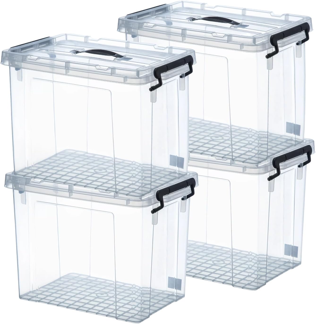 90 Quart Stackable Clear Storage Bins by [Brand Name] - Heavy-Duty Organizing Containers with Lids for Home & Office