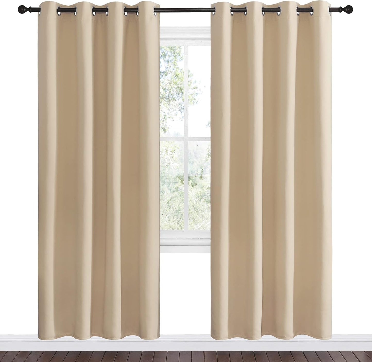 NICETOWN Blackout Curtains - Thermal Insulated Grommet Drapes for Bedroom | Set of 2 Panels, 55x78 Inch, Biscotti Beige