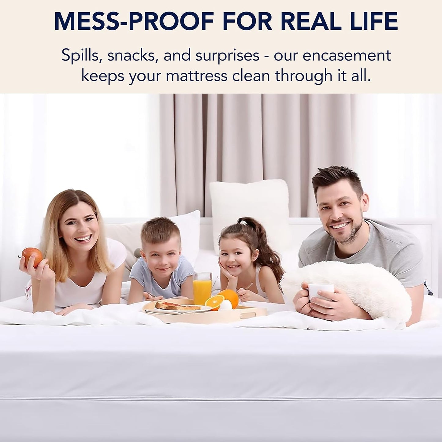 Zippered Mattress Encasement | Queen Mattress Protector - 6-Sided Waterproof Cover - Soft & Noiseless