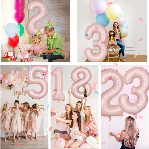 40 inch Pink Number Balloon Light Pink 2 Balloon Matte Pink Number 2 Balloon for 2nd Birthday Party Decorations