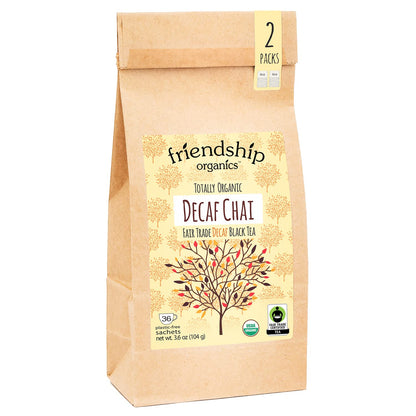 Friendship Organics Decaf Chai Tea Bags, Organic and Fair Trade 36 count