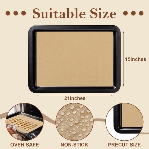 Honoson Natural Unbleached Parchment Paper - 150 Pcs Precut Non-Stick Sheets, 15x21 Inches for Baking & Cooking