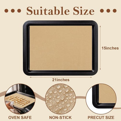 Honoson Natural Unbleached Parchment Paper - 150 Pcs Precut Non-Stick Sheets, 15x21 Inches for Baking & Cooking