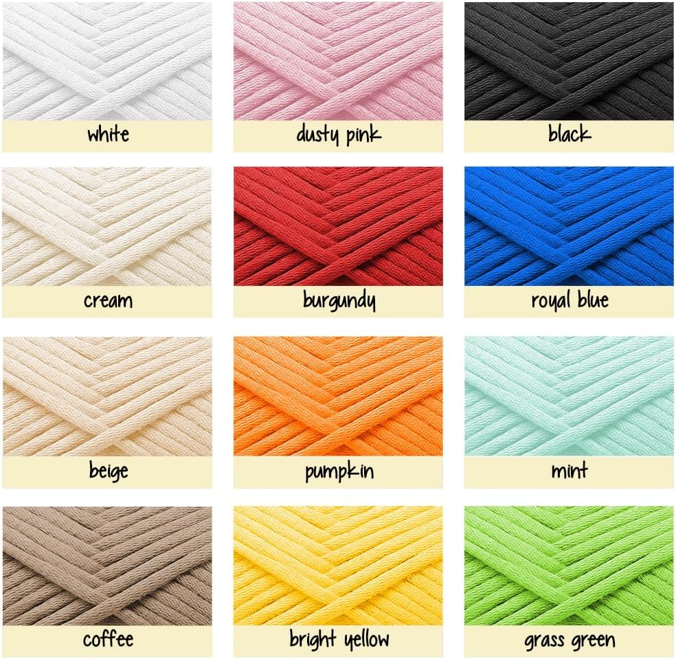 Skiennix Soft Yarn for Crocheting | Easy-to-See Stitches, 12 x 50g - 1200 Yards, Cotton-Nylon Blend