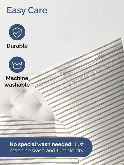 Extra Deep Twin XL Fitted Sheet - Hotel Luxury Single Fitted Sheet Only - Easily Fits 18 inch to 24 inch Mattress - Ultra Soft, Wrinkle Free w/Extra Deep Pockets - Breathable & Comfy - Beige Stripes