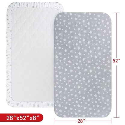 Crib Sheets for Boys or Girls - Soft & Breathable Fitted Sheets | 2-Pack for Standard Crib & Toddler Mattresses - Grey & White