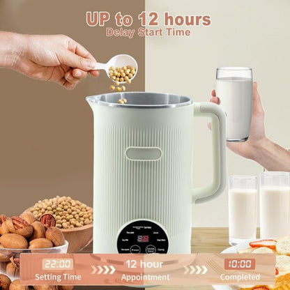 8-in-1 Automatic Soy Nut Milk Maker,40oz Soy Milk Maker for Homemade Almond,Oat,Soy Milk,Rice Paste,Complementary Food,Juice,Milk Maker Machine with Delay Start/Keep Warm/Self Clean/Boil Water (White)
