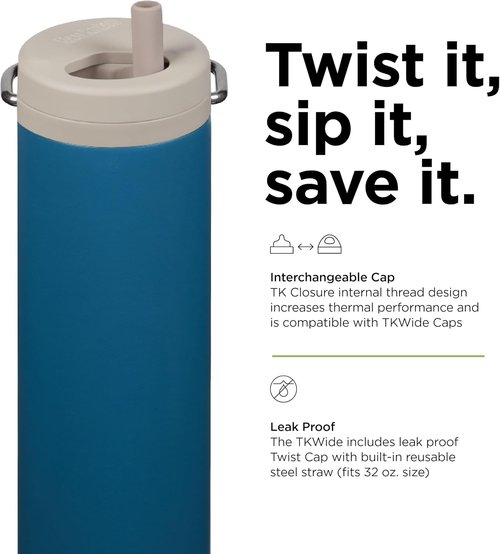 Klean Kanteen 20oz TKWide Insulated Water Bottle - Durable Twist Cap in Corsair Color