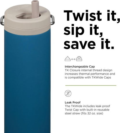 Klean Kanteen 20oz TKWide Insulated Water Bottle - Durable Twist Cap in Corsair Color