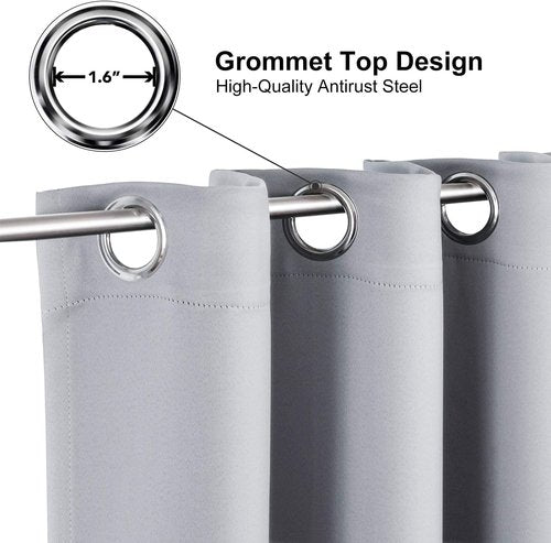 ChrisDowa Blackout Curtains - 90-Inch Thermal Insulated Grommet Panels Set | Light Grey, 2 Panels for Living Room & Bedroom