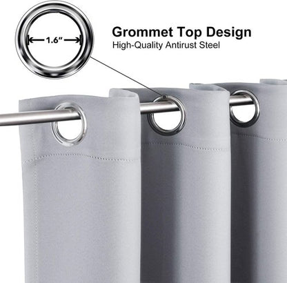 ChrisDowa Blackout Curtains - 90-Inch Thermal Insulated Grommet Panels Set | Light Grey, 2 Panels for Living Room & Bedroom