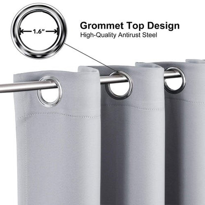 ChrisDowa Small Window Curtains for Kitchen and Bedroom - Grommet Short Thermal Insulated Room Darkening Curtains (2 Panels, Light Grey, 34 x 36 Inch)