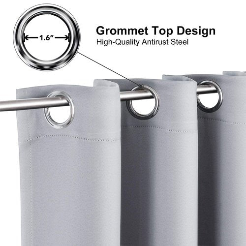 ChrisDowa Blackout Curtains 72 inches Long for Bedroom - 2 Panels Set Grommet Thermal Insulated Room Darkening Curtains for Living Room (Light Grey, 42 x 72 Inch)