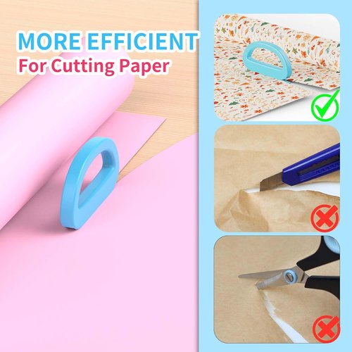 Dual Ended Wrapping Paper Cutter - 2-Pack with 4 Blades | Effortless Gift Wrapping Tool for Holidays