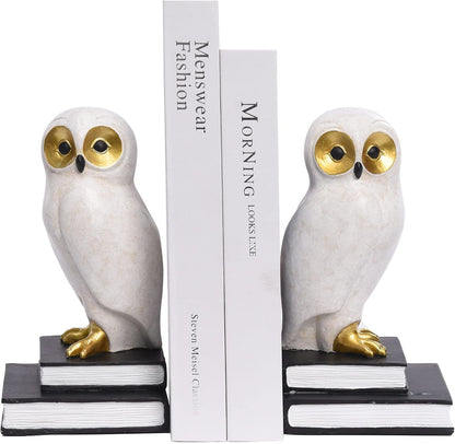 Skiennix Owl Decorative Bookends - Unique Bronze Bird Book Holders with Anti-Slip Base | Luxurious Kids Room Decor