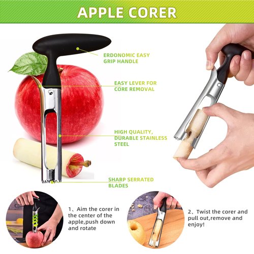 13Pcs Melon Baller Spoon Set,4 in 1 Stainless Steel Fruit Scooper Seed Remover Cutter, Peeler, 3 in 1 Avocado Slicer Tool,Fruit Cutters Shapes, Apple Slicer and Corer,Watermelon Knife,Green