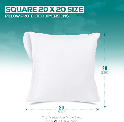 Utopia Bedding Waterproof Throw Pillow Protectors - Bed Bug Proof Encasement Covers | 20x20 Inches (2 Pack, White)