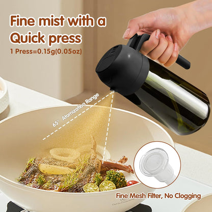 YARRAMATE Olive Oil Dispenser - 2PCS 16oz Light Blockage Dark Sprayer | Food-Grade Green Glass Bottles
