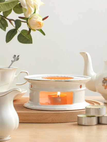 Teapot Warmers Ceramic Teapot Warmer Coffee and Milk Tea Warmer Tea Set(with Candle Hold)