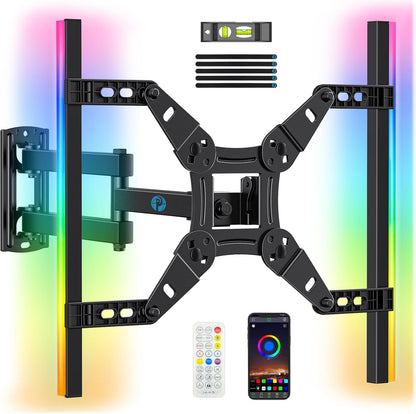 Pipishell Full Motion TV Wall Mount - LED Light & Music Sync for 13"-43" TVs Up to 44 lbs | PISF06B