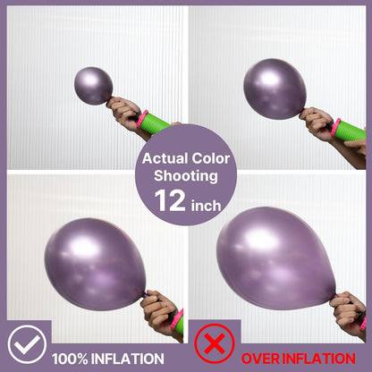 PartyWoo Metallic Purple Balloons - 50pcs 12 Inch Chrome Balloons for Graduation & Birthday Celebrations