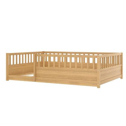 Montessori Floor Bed Full Size with High Guardrails – Natural + Full (Bellemave)