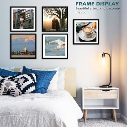 JCJMY Vinyl Record Frame - 12.5x12.5 with 10x10 Mat for Album Covers | Black Wall Display