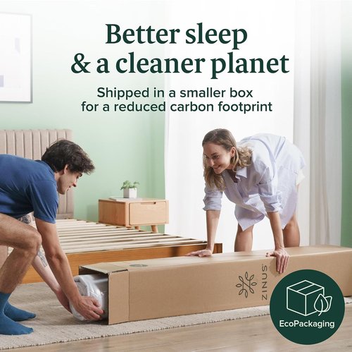 Zinus 12 Inch King Green Tea Memory Foam Mattress [New Version], Fiberglass Free, Medium Firm Feel, Zoned Pressure Relief, Certified Safe Foams & Fabric, Mattress in A Box