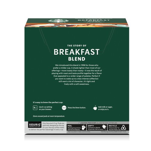 Starbucks K-Cup Coffee Pods, Medium Roast Hot or Iced Coffee, Breakfast Blend, 32 Keurig Pods