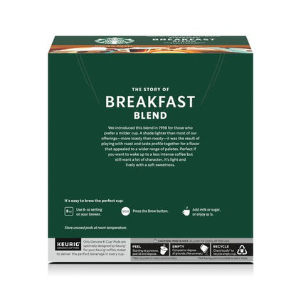 Starbucks K-Cup Coffee Pods, Medium Roast Hot or Iced Coffee, Breakfast Blend, 32 Keurig Pods