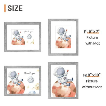 upsimples 8x10 Picture Frame Set of 5, Display Pictures 5x7 with Mat or 8 x 10 Without, Wall Gallery Photo Frames, Gray